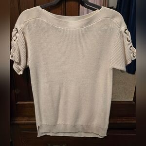 Ralph Lauren Cream Knit Short Sleeve Sweater